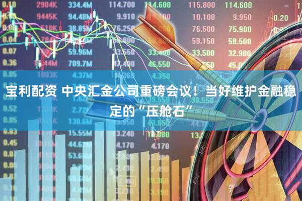 宝利配资 中央汇金公司重磅会议！当好维护金融稳定的“压舱石”